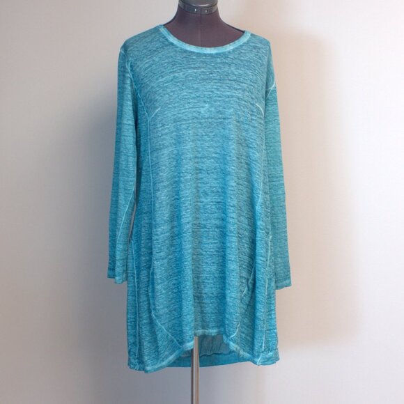 Griza 100% Washed Linen Tunic/Dress in Turquoise - Size M - Picture 1 of 4